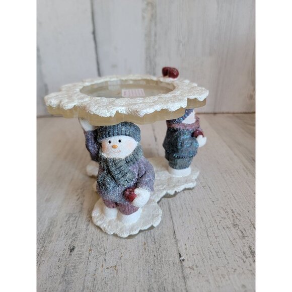 Snowman holding Candle holder Xmas glitter decor snowflake - Picture 3 of 6